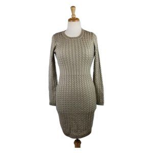 NWT CALVIN KLEIN Cable Sweater Dress - Khaki Petite XS XSP